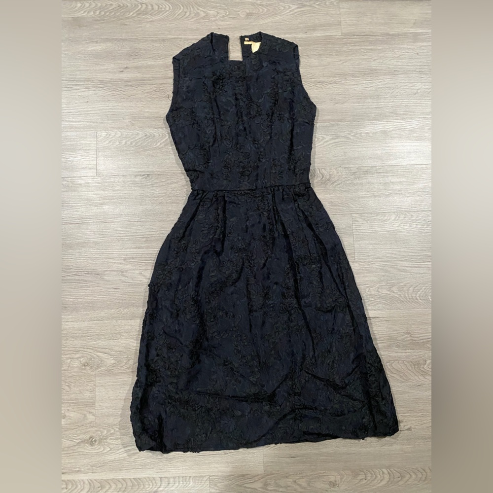 Nina Ricci Vintage Thalhimers Elegant Black Sleeveless Dress Floral